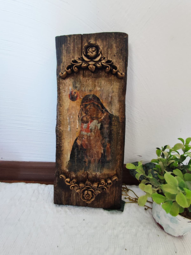 Icoană pe blat de lemn -Maica Domnului cu Pruncul [3]