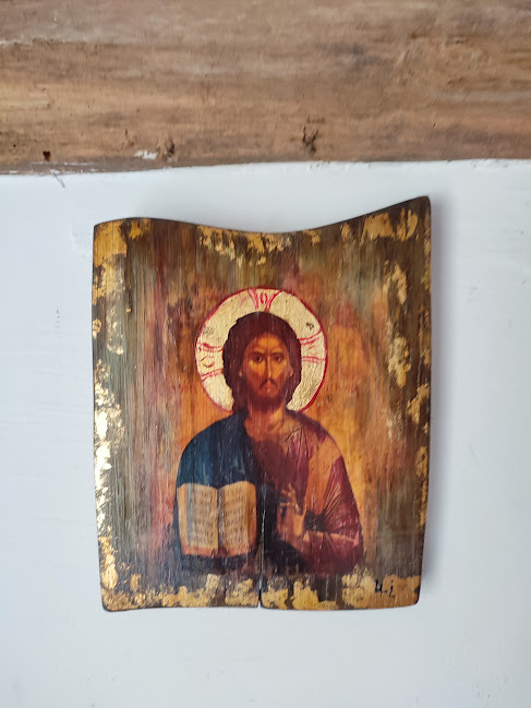 Icoană rustică pe lemn, reprezentând scena Răstignirii [2]