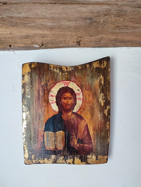 Icoană rustică pe lemn, reprezentând scena Răstignirii [5]