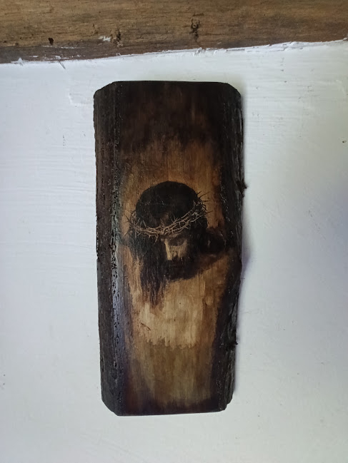 Icoană handmade pe lemn cu scoarță – Chipul Mântuitorului [4]