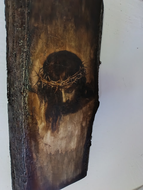 Icoană handmade pe lemn cu scoarță – Chipul Mântuitorului [5]