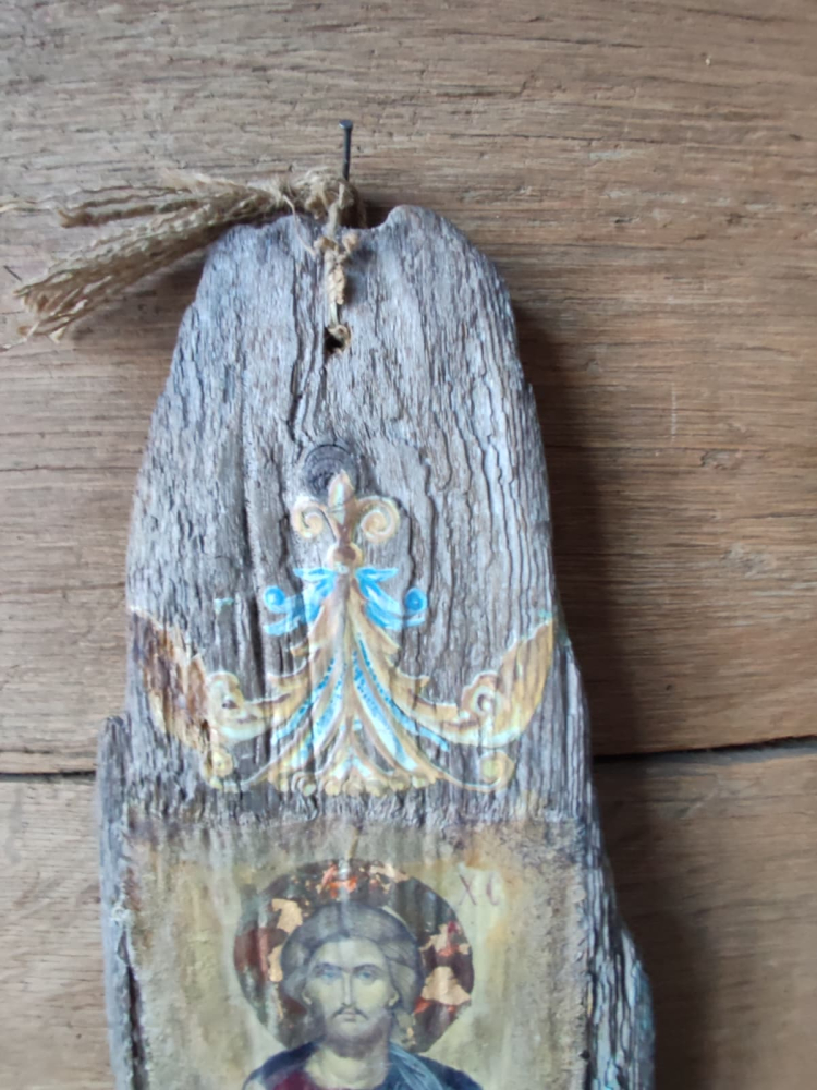 Icoană pictată pe lemn recuperat – Iisus Hristos [6]
