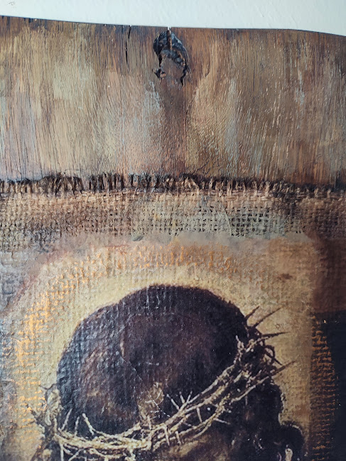 Icoană lucrată manual pe lemn de stejar – aspect vechi [4]