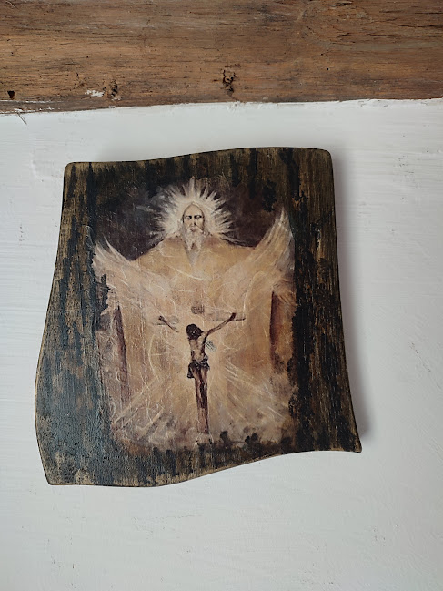 Icoană rustică pe lemn, reprezentând scena Răstignirii [4]