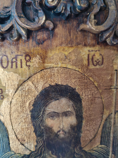 Icoană lucrată manual pe lemn de stejar – aspect vechi [6]