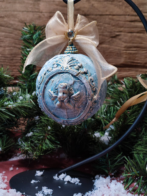 Glob decorativ mare cu înger – ornament vintage pentru Crăciun [5]