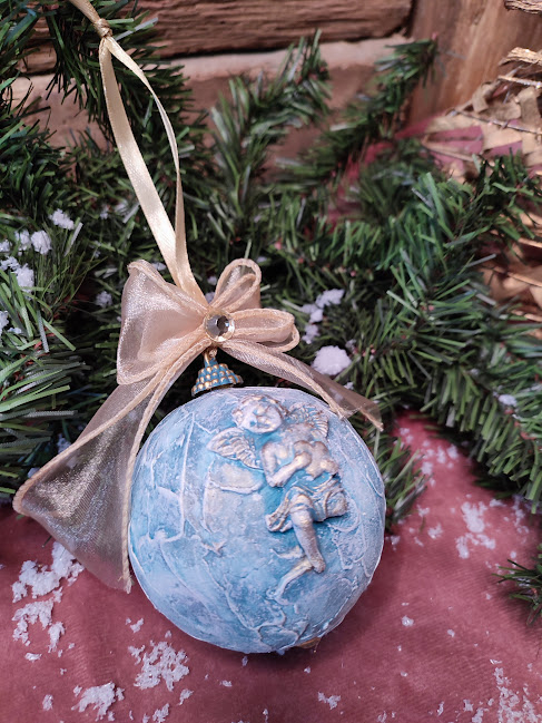 Glob decorativ mare cu înger – ornament vintage pentru Crăciun [2]