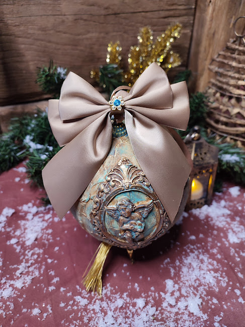 Glob decorativ mare cu înger – ornament vintage pentru Crăciun [4]