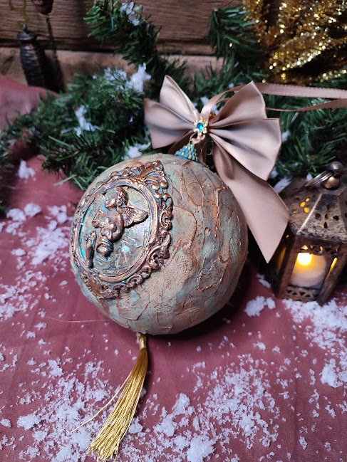 Glob decorativ mare cu înger – ornament vintage pentru Crăciun [6]