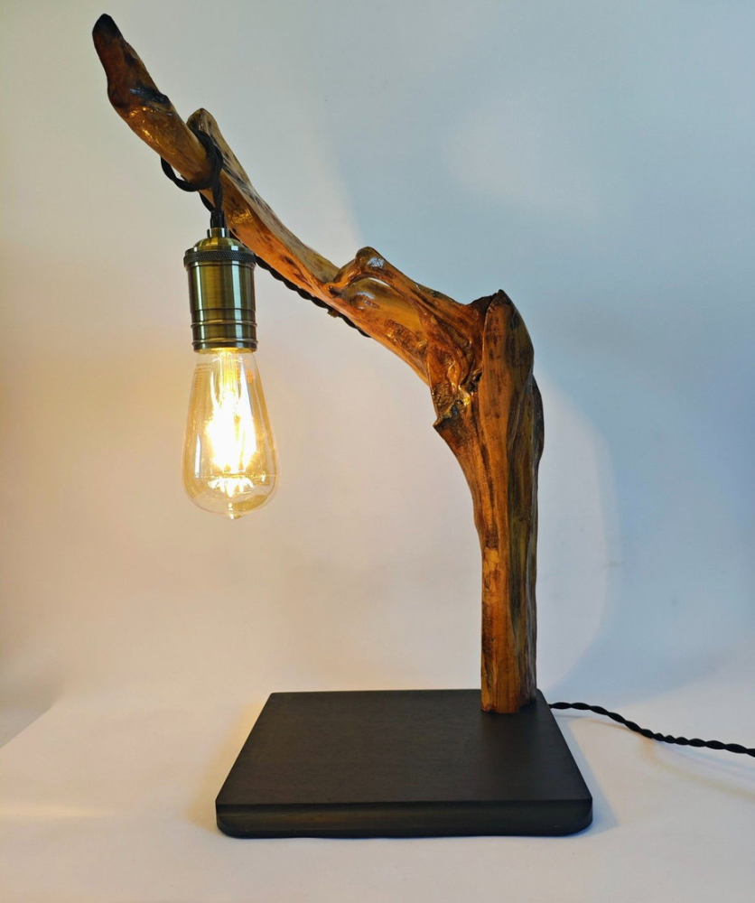 Lampă handmade din lemn vechi piesă unicat [2]