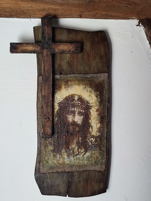 Icoană lucrată manual pe lemn de stejar – aspect vechi [8]