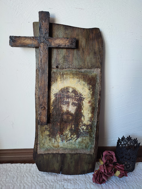 Icoană lucrată manual pe lemn de stejar – aspect vechi [6]