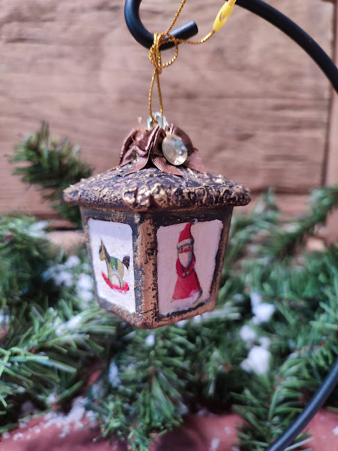 Ornament Crăciun handmade – felinar vintage cu picturi festive și detalii elegante [3]