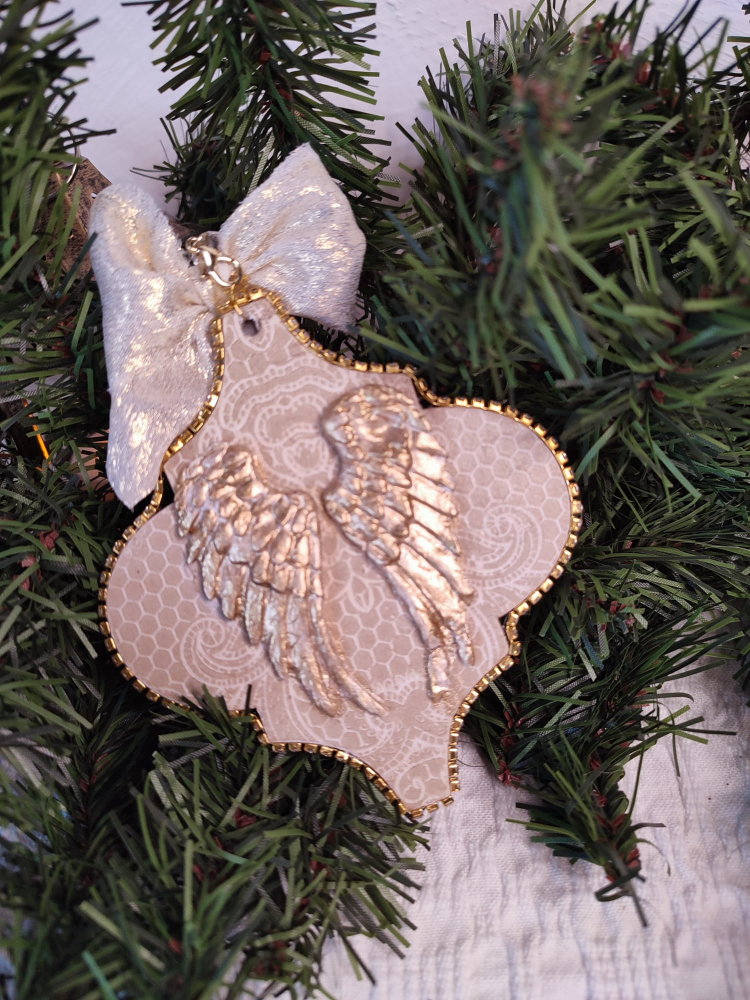 Ornament handmade Crăciun – Aripi de înger și doamnă vintage – decor spiritual față-verso [4]