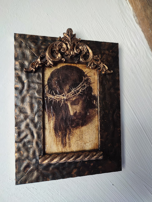 Icoană de perete unicat cu ramă metalică și decorații din lemn [3]