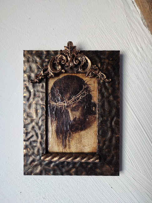 Icoană de perete unicat cu ramă metalică și decorații din lemn [5]