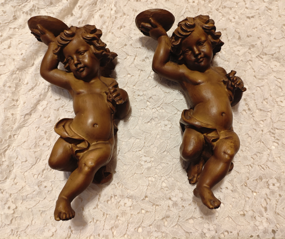 Set 2 îngerași vintage suporturi de lumânare [3]