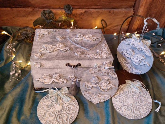 Set caseta si 4 decoratiuni-Vintage Angels [1]
