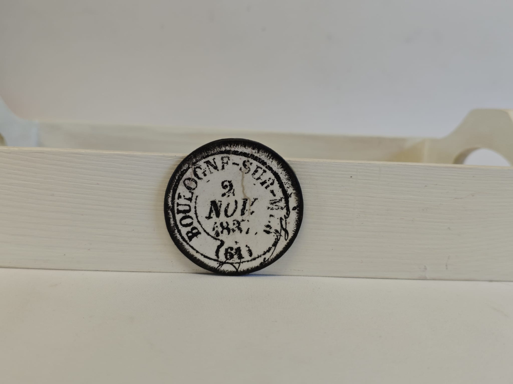 Tavă de servire vintage, handmade, decor Rouen 1841 [5]