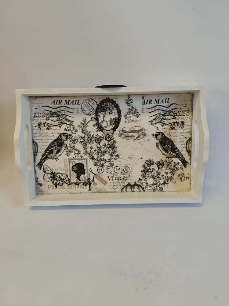 Tavă de servire vintage, handmade, decor Rouen 1841 [2]