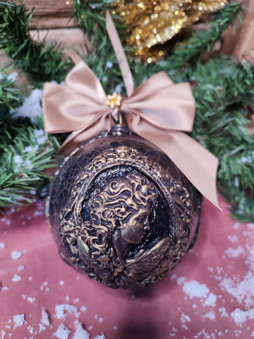 Glob Handmade Vintage cu Înger – Ornament Elegant de Crăciun, Dimensiune Mare [1]