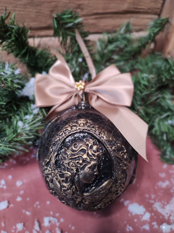 Glob Handmade Vintage cu Înger – Ornament Elegant de Crăciun, Dimensiune Mare [5]