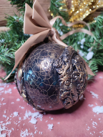 Glob Handmade Vintage cu Înger – Ornament Elegant de Crăciun, Dimensiune Mare [3]