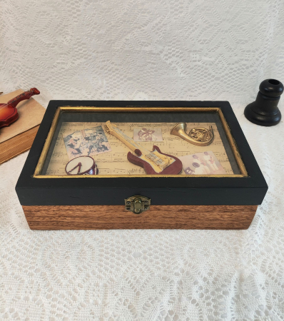 Cutii,casete,cufere handmade - Casetă lemn -Musique
