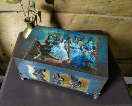Cutii,casete,cufere handmade - Caseta pt.bijuterii,in stil renascentist