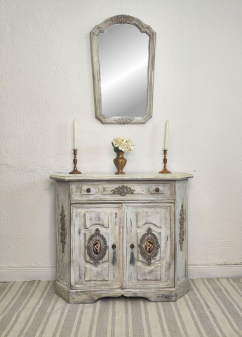 Mobila Reconditionata-Mobila Shabby Chic - Comodă cu oglindă-Antique