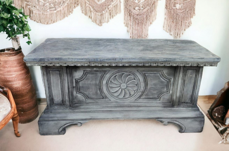 Cufar din lemn masiv,antichizat alb [0]