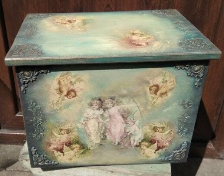 Mobila Reconditionata-Mobila Shabby Chic - Cufar din lemn,stil vintage