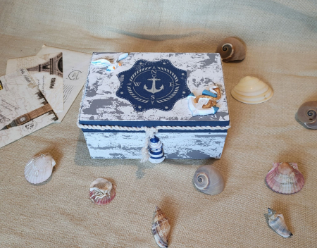 Cutii,casete,cufere handmade - Cutie depozitare-Nautica
