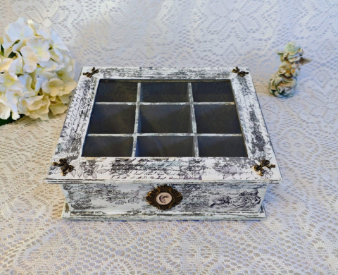 Cutii și Casete Bijuterii Handmade – Eleganță Unicat pentru Comori Personale - Cutie lemn 9 compartimente