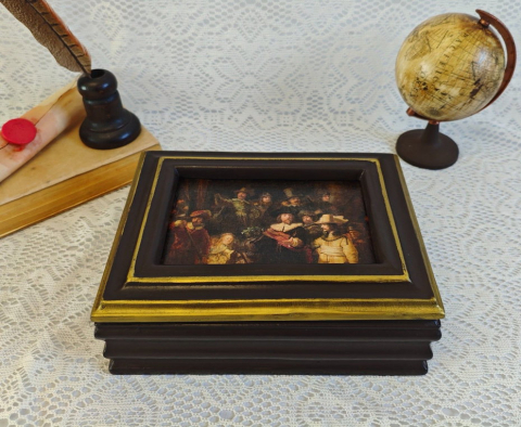 Cutii și Casete Bijuterii Handmade – Eleganță Unicat pentru Comori Personale - Cutie lemn masiv-Rembrandt