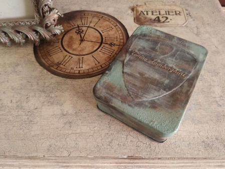 Cutii,casete,cufere handmade - Cutie metalica-patina