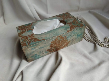 Cutii,casete,cufere handmade - Cutie servetele-Damask