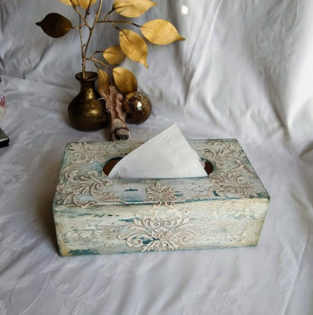 Cutii,casete,cufere handmade - Cutie servetele-Damask II