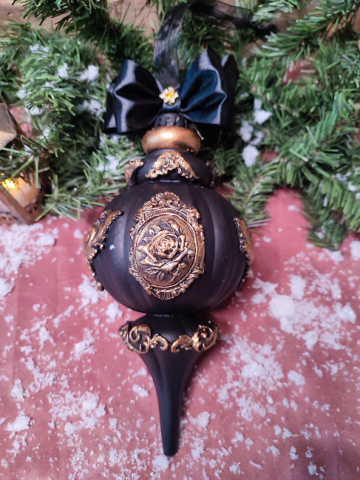 Glob Decorativ XXL Negru Caviar – Eleganță Aurie pentru Crăciun [2]