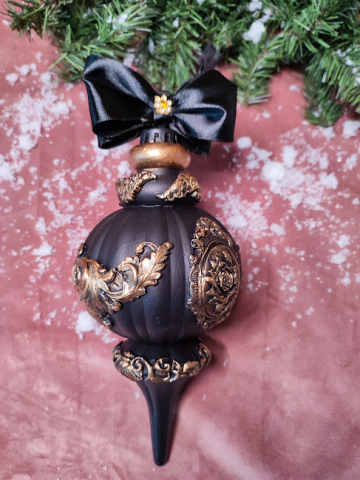 Glob Decorativ XXL Negru Caviar – Eleganță Aurie pentru Crăciun [1]