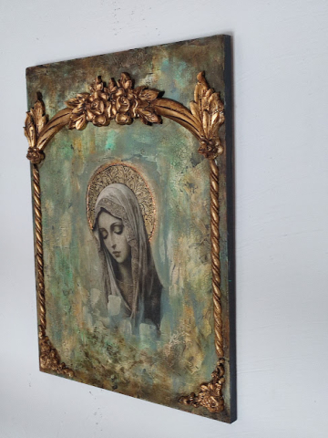 Icoană de perete handmade – model unicat cu relief și aurire [1]