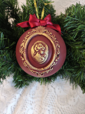 Craciun-globuri si decoratiuni hand made - Glob camee vișiniu