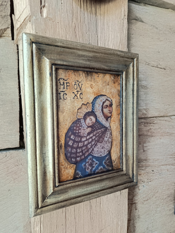 Icoană unicat Maica Domnului – aur antic, decor de perete și masă [5]