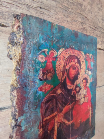 Icoană pe lemn pictată manual – Maica Domnului cu Pruncul [1]