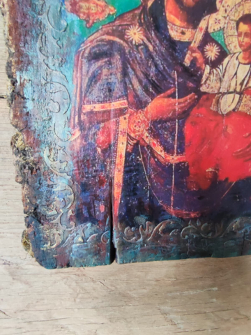 Icoană pe lemn pictată manual – Maica Domnului cu Pruncul [8]