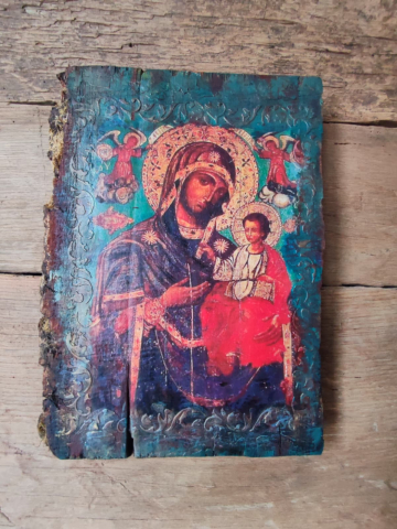 Icoană pe lemn pictată manual – Maica Domnului cu Pruncul [4]