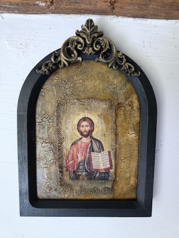Icoană în ramă de lemn cu Iisus – imagine religioasă pentru decor interior [5]