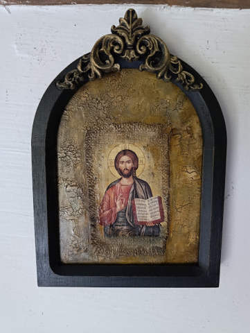 Icoană în ramă de lemn cu Iisus – imagine religioasă pentru decor interior [1]