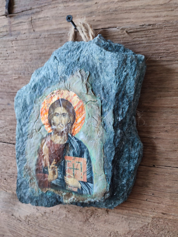 Icoană pictată pe piatră – Iisus Hristos [3]