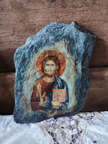 Icoană pictată pe piatră – Iisus Hristos [2]